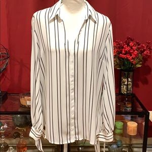 Express Striped Portofino Shirt Hidden Button Down